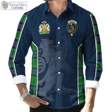 Monteith Tartan Long Sleeve Button Up Shirt with Family Crest and Lion Rampant Vibes Sport Style - Tartan Vibes Clothing