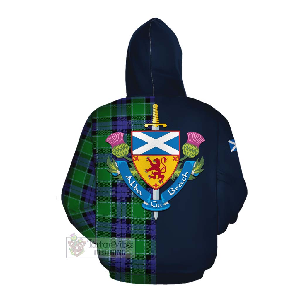 Monteith Tartan Cotton Hoodie Alba with Scottish Lion Royal Arm Half Style Pullover Hoodie - Tartan Vibes Clothing