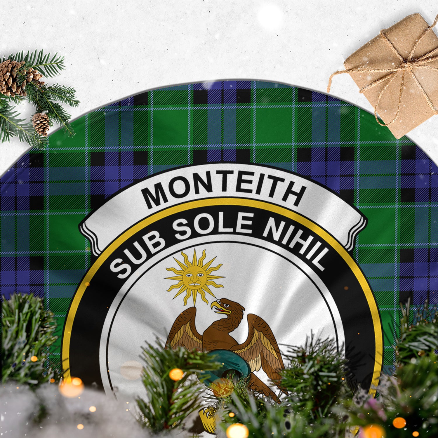 Monteith Tartan Christmas Tree Skirt with Family Crest - Tartan Vibes Clothing