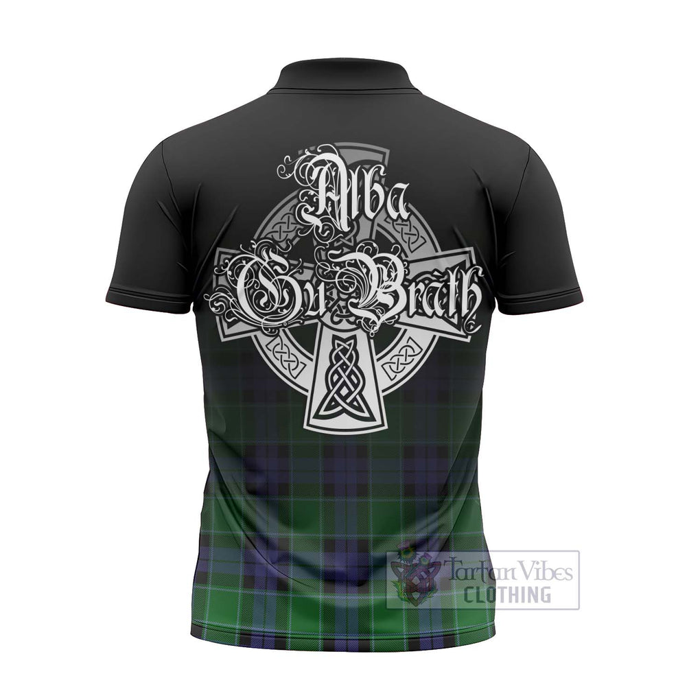 Monteith Tartan Zipper Polo Shirt Featuring Alba Gu Brath Family Crest Celtic Inspired - Tartan Vibes Clothing