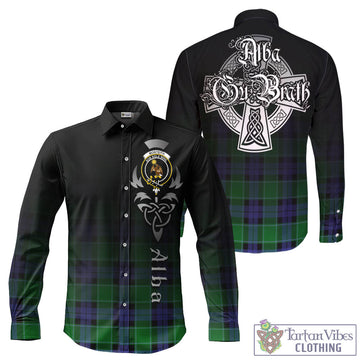 Monteith Tartan Long Sleeve Button Up Featuring Alba Gu Brath Family Crest Celtic Inspired - Tartan Vibes Clothing