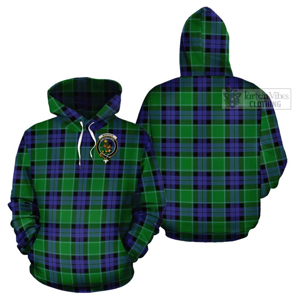 Monteith Tartan Cotton Hoodie with Family Crest - Tartan Vibes Clothing