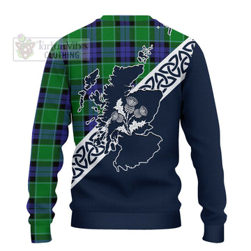 Monteith Tartan Ugly Sweater Featuring Thistle and Scotland Map - Tartan Vibes Clothing