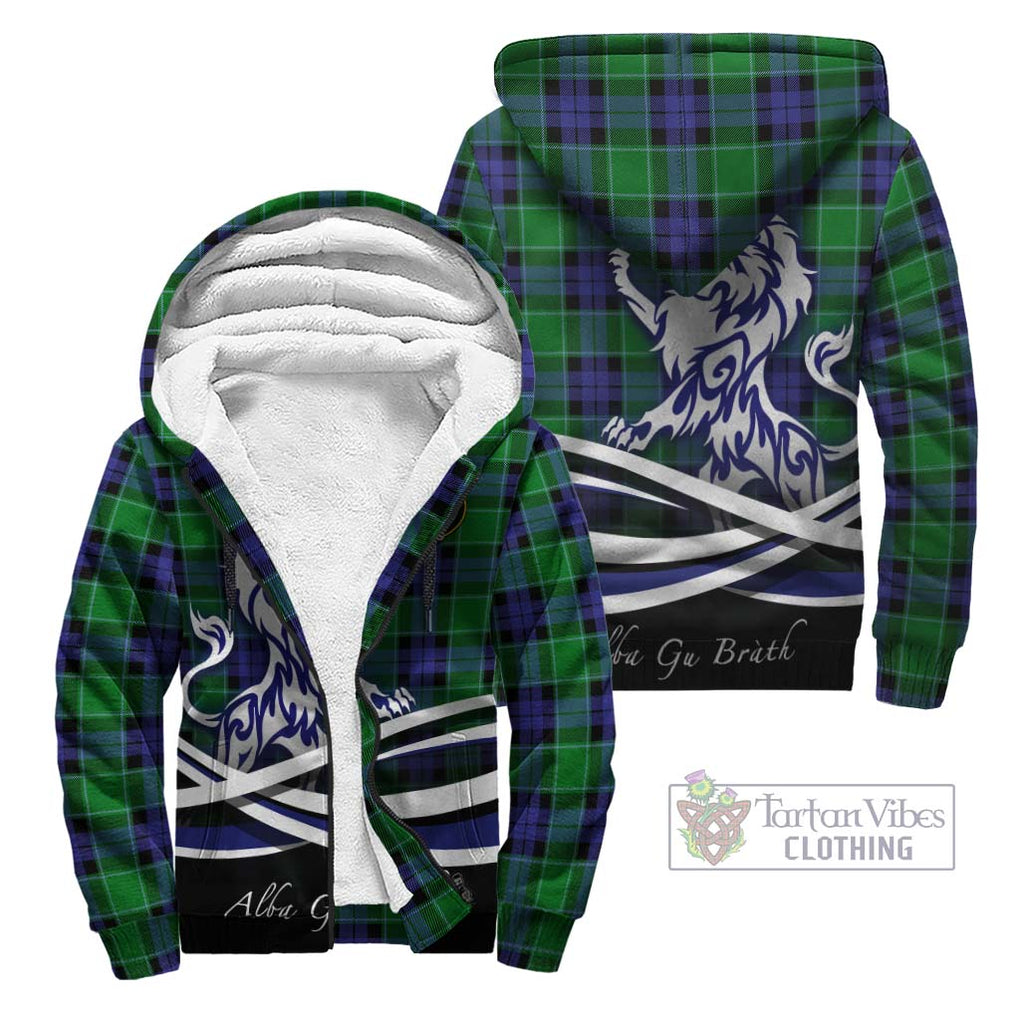 Monteith Tartan Sherpa Hoodie with Alba Gu Brath Regal Lion Emblem Unisex - Tartan Vibes Clothing