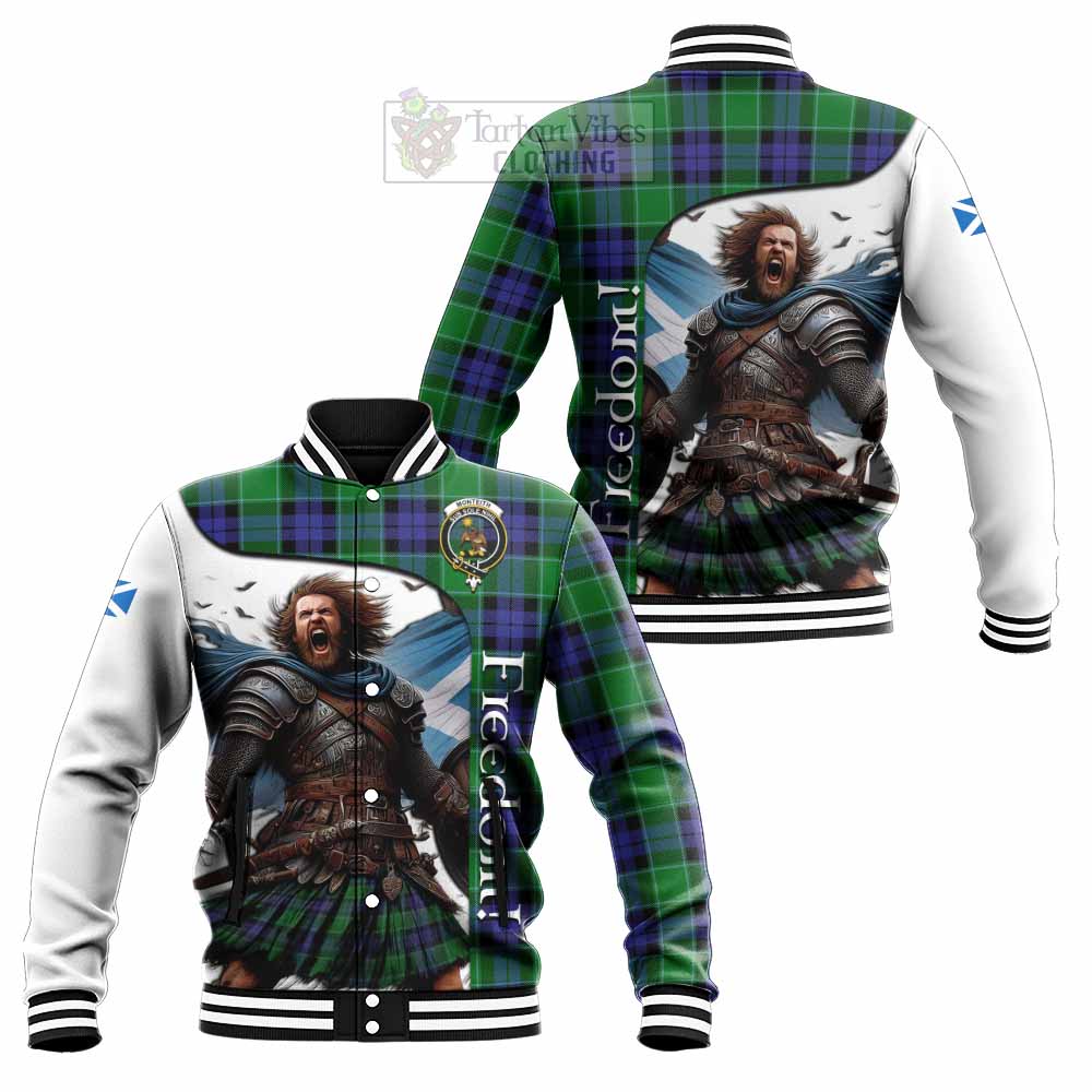 Tartan Vibes Clothing Monteith Crest Tartan Baseball Jacket Inspired by the Freedom of Scottish Warrior