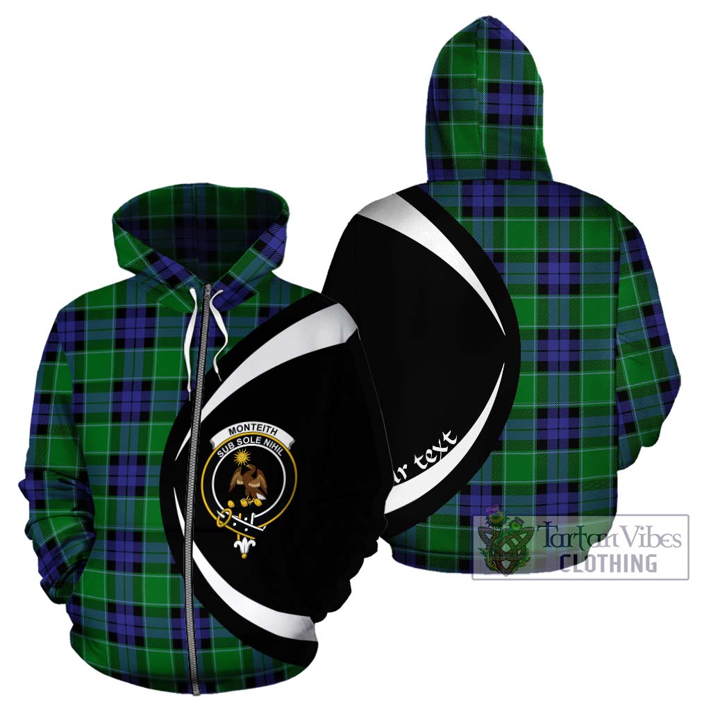 Monteith Tartan Hoodie with Family Crest Circle Style - Tartan Vibes Clothing