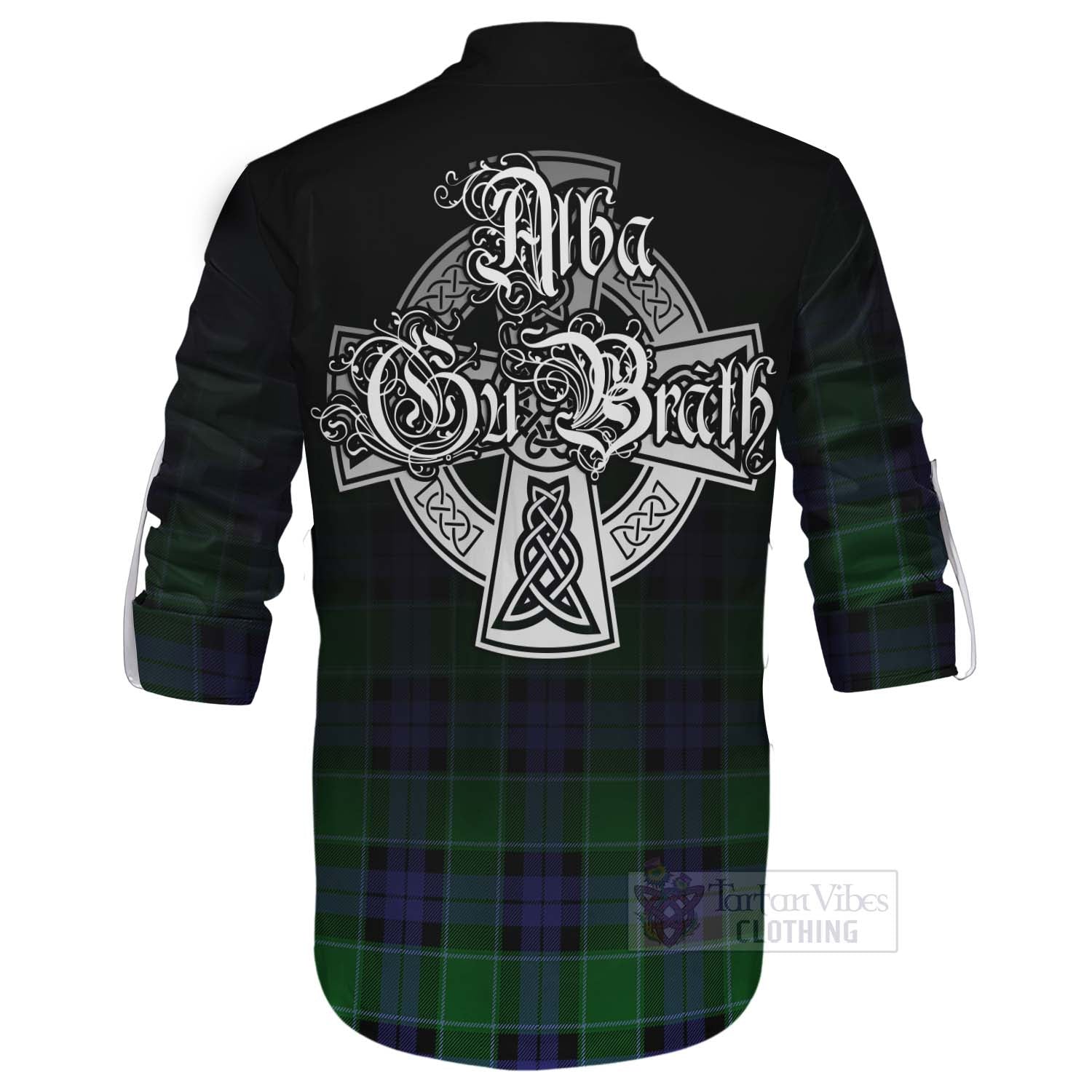 Monteith Tartan Ghillie Kilt Shirt Featuring Alba Gu Brath Family Crest Celtic Inspired - Tartan Vibes Clothing