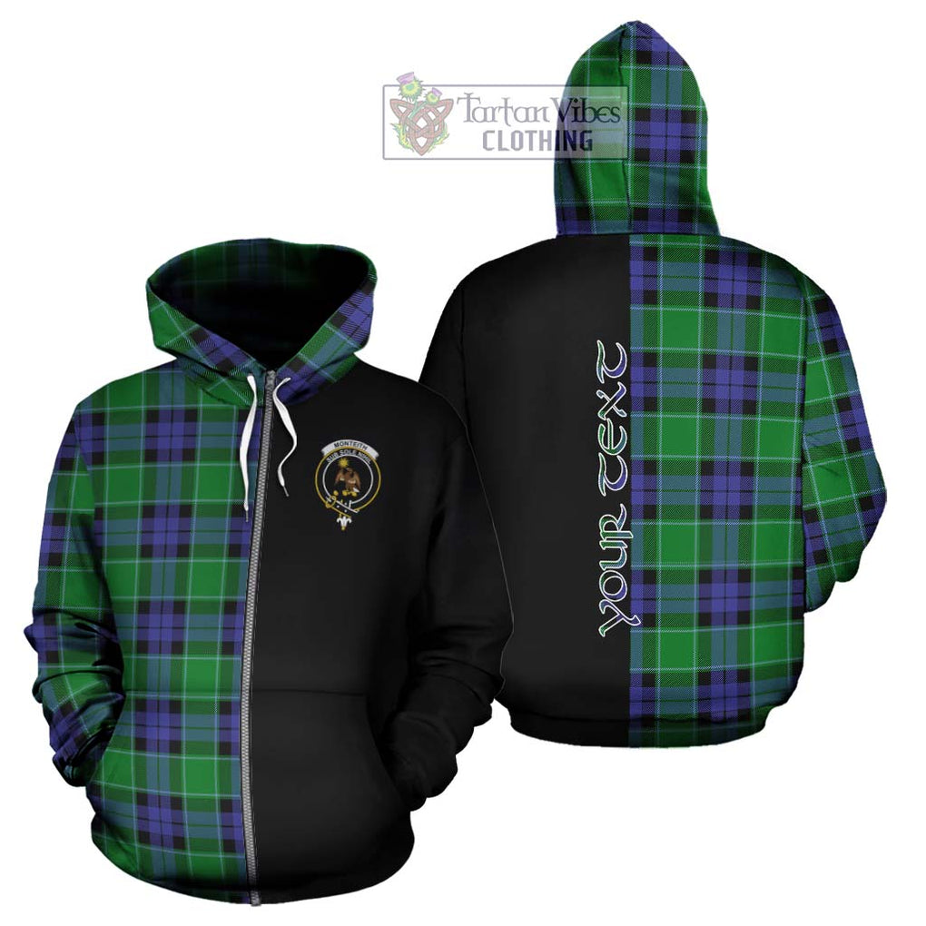 Monteith Tartan Hoodie with Family Crest and Half Of Me Style - Tartan Vibes Clothing