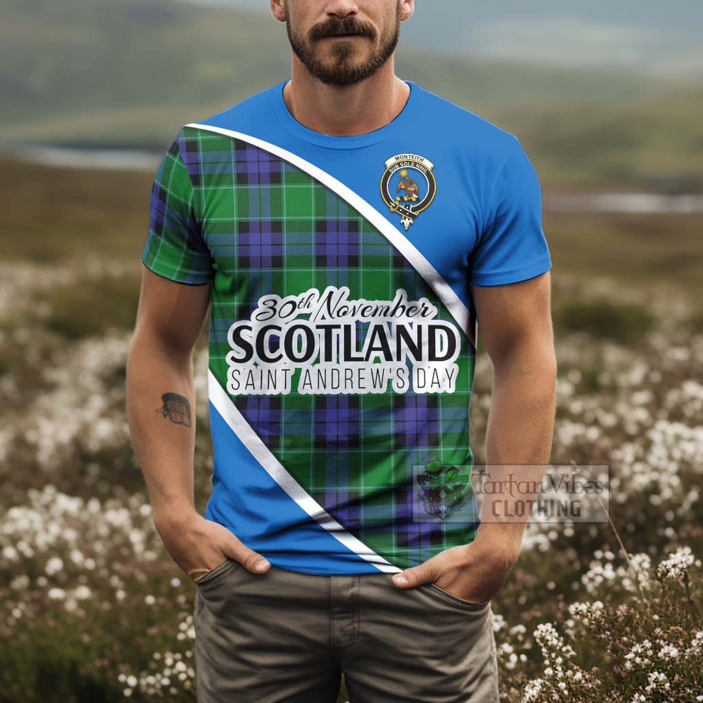 Monteith Family Crest Tartan T-Shirt Celebrate Saint Andrew's Day in Style - Tartan Vibes Clothing