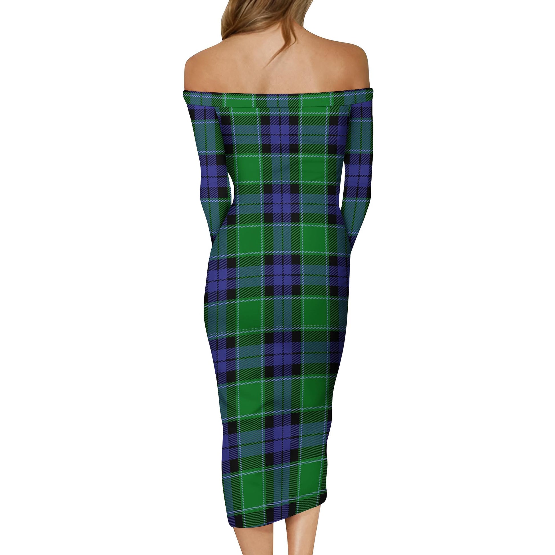 Monteith Tartan Off Shoulder Lady Dress - Tartan Vibes Clothing