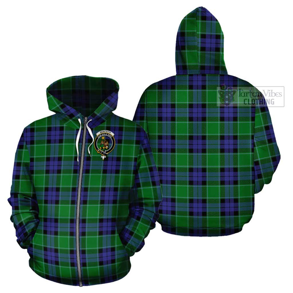 Monteith Tartan Cotton Hoodie with Family Crest - Tartan Vibes Clothing