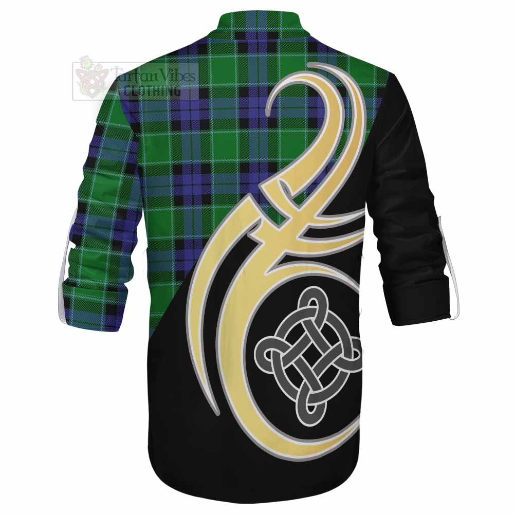 Monteith Tartan Ghillie Kilt Shirt with Family Crest and Celtic Symbol Style - Tartan Vibes Clothing