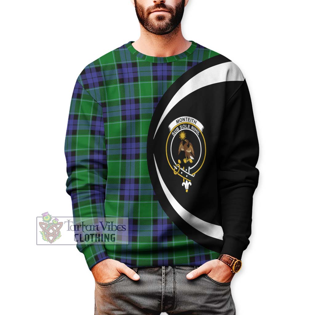 Monteith Tartan Sweatshirt with Family Crest Circle Style - Tartan Vibes Clothing