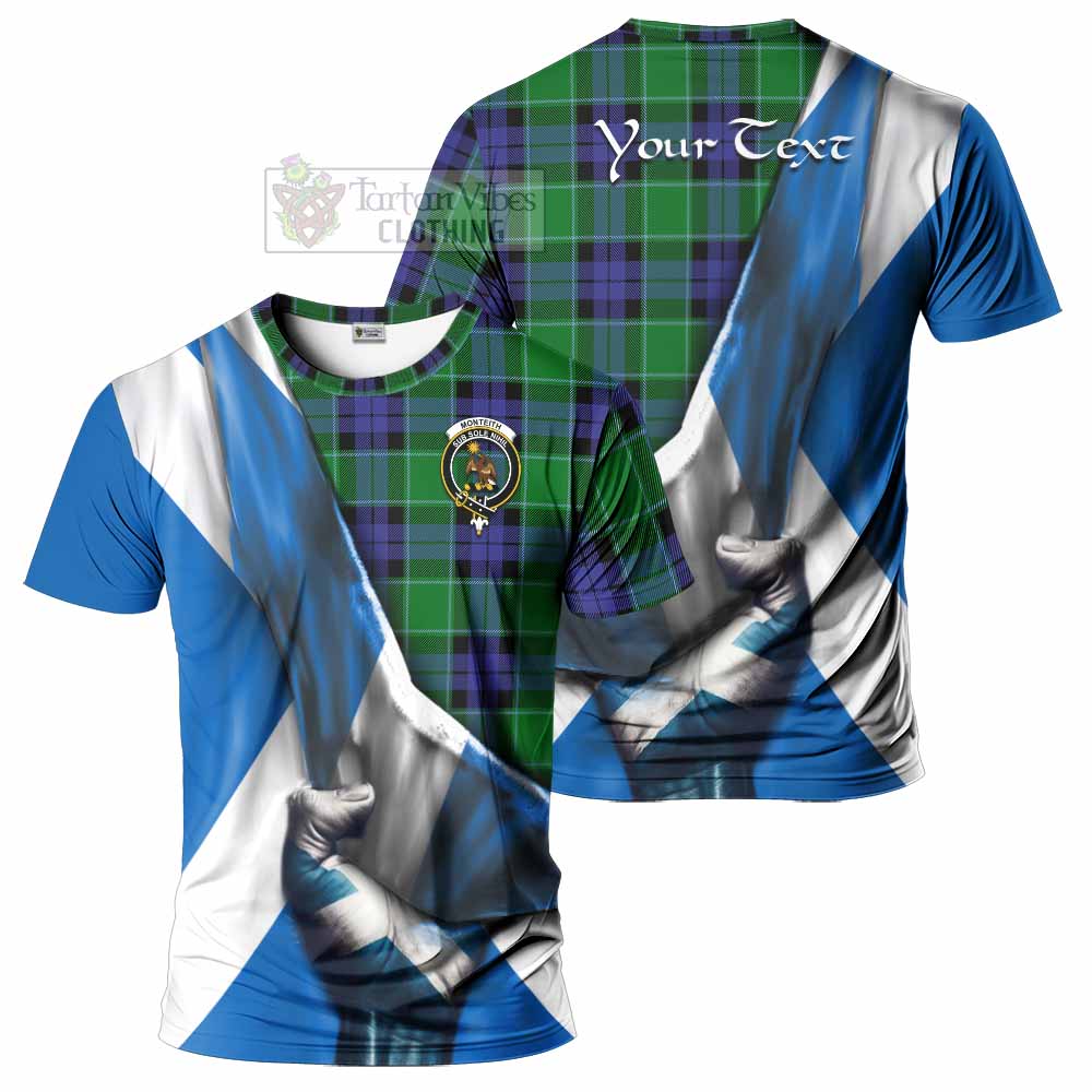 Monteith Tartan T-Shirt with Family Crest Scotland Patriotic Style - Tartan Vibes Clothing