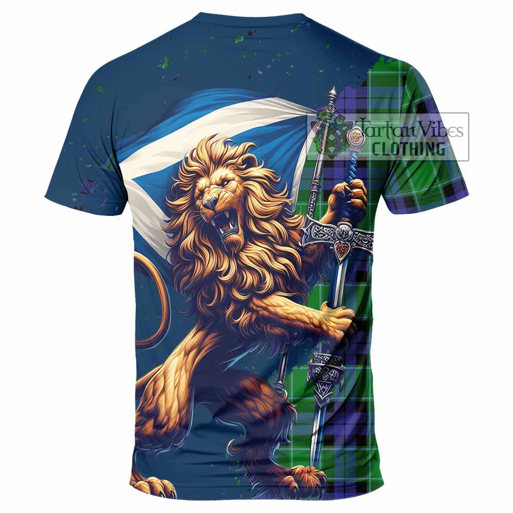 Monteith Tartan Family Crest T-Shirt with Scottish Majestic Lion - Tartan Vibes Clothing