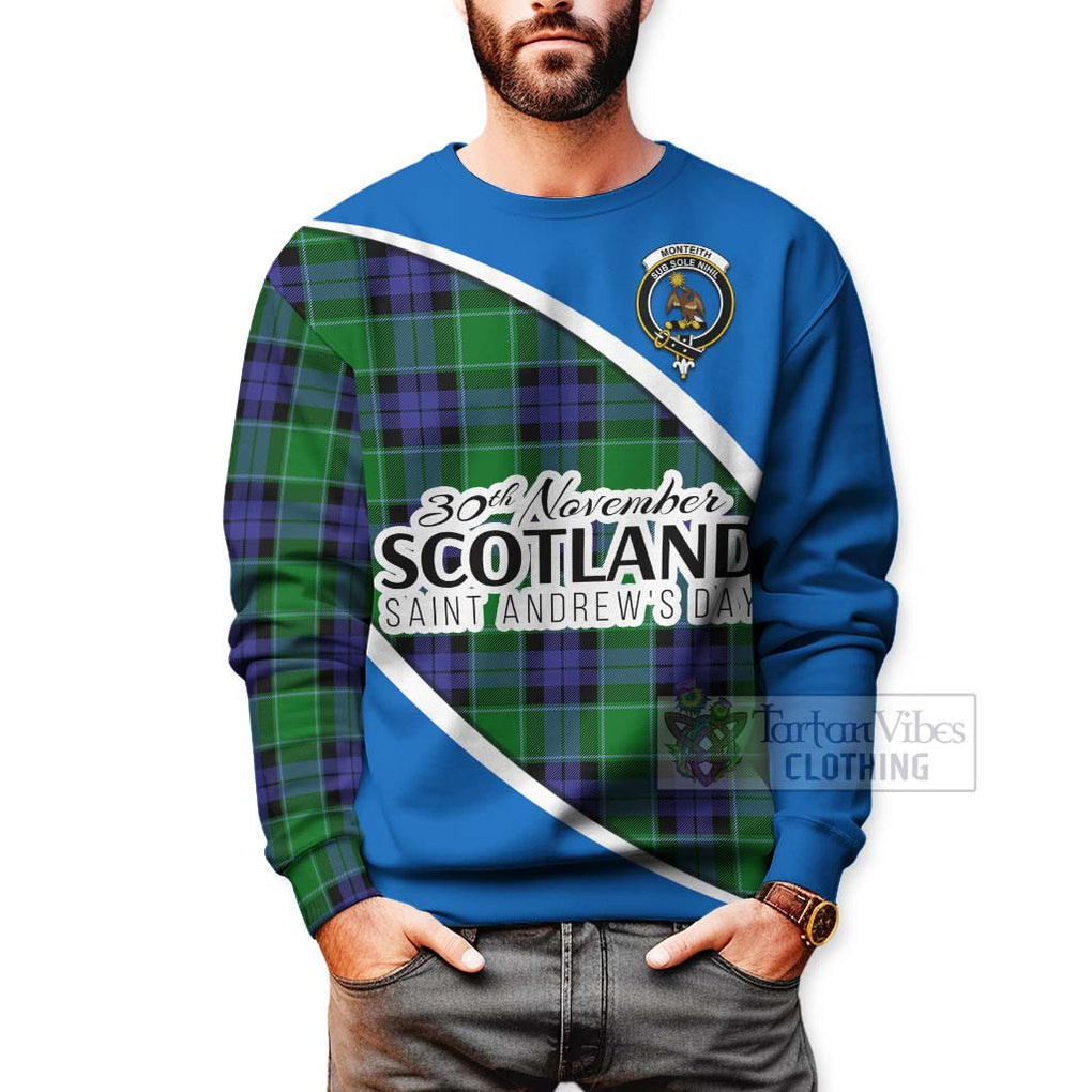 Monteith Family Crest Tartan Sweatshirt Celebrate Saint Andrew's Day in Style - Tartan Vibes Clothing