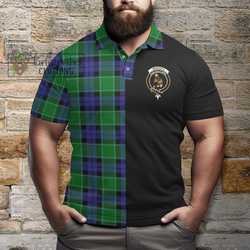 Monteith Tartan Polo Shirt with Family Crest and Half Of Me Style - Tartan Vibes Clothing
