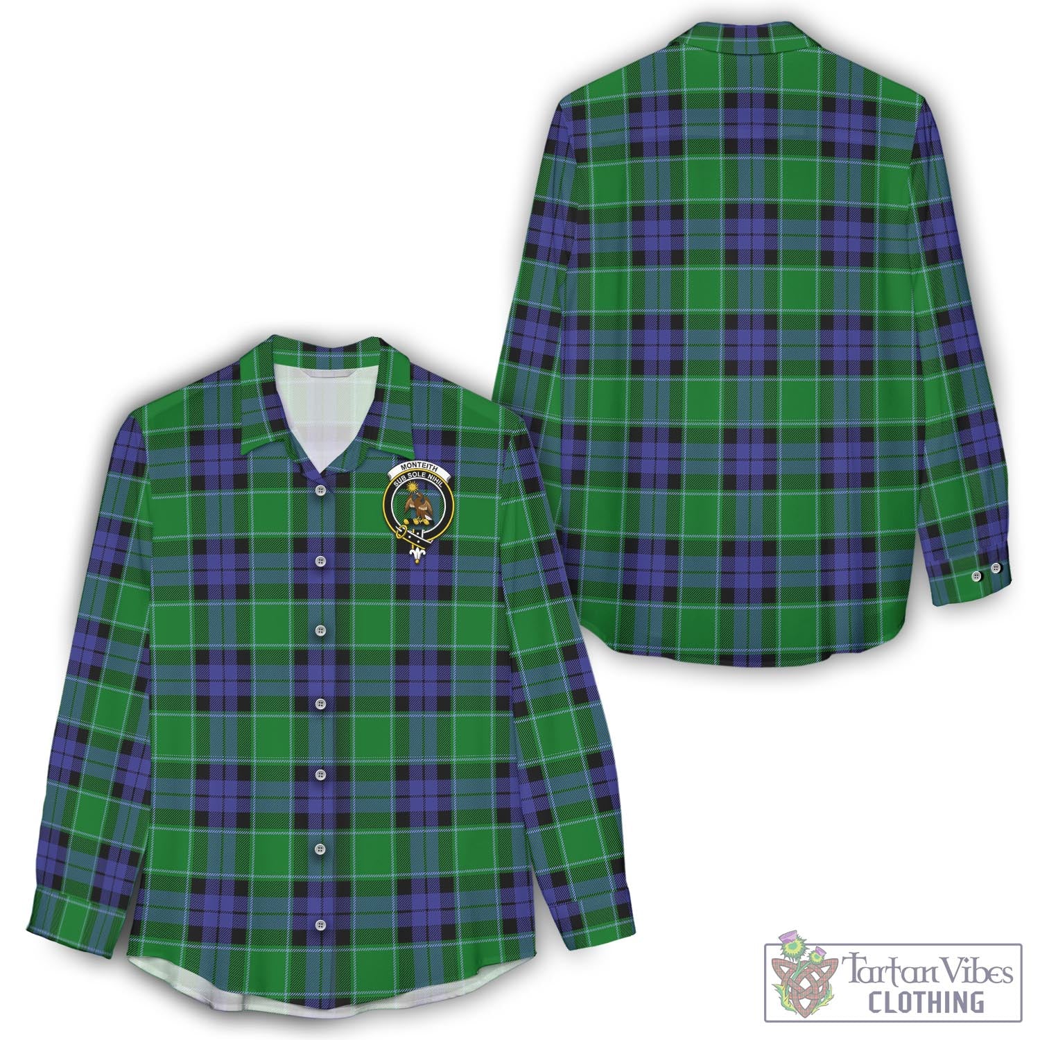 Monteith Tartan Women's Casual Shirt with Family Crest - Tartan Vibes Clothing