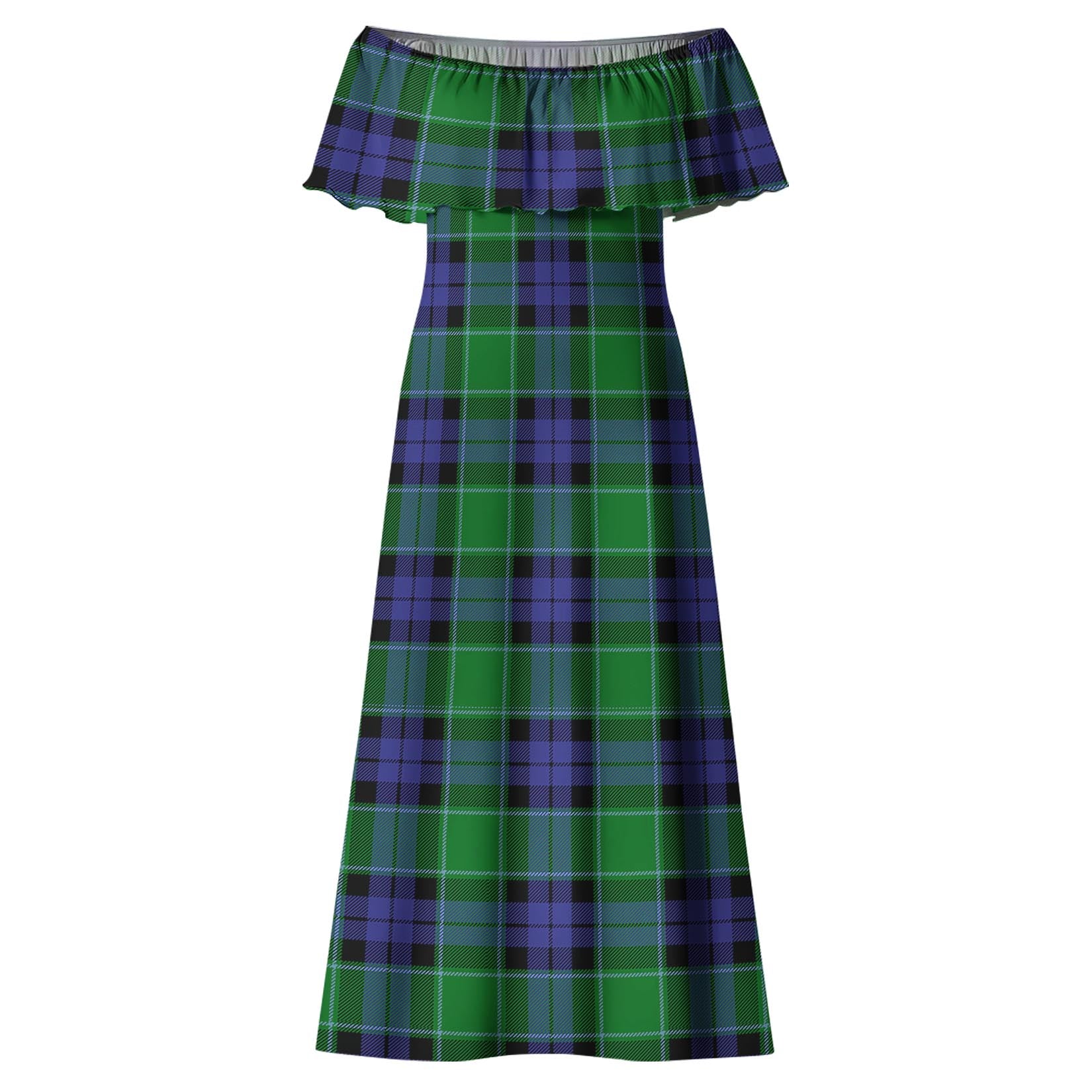 Monteith Tartan Off Shoulder Long Dress - Tartan Vibes Clothing