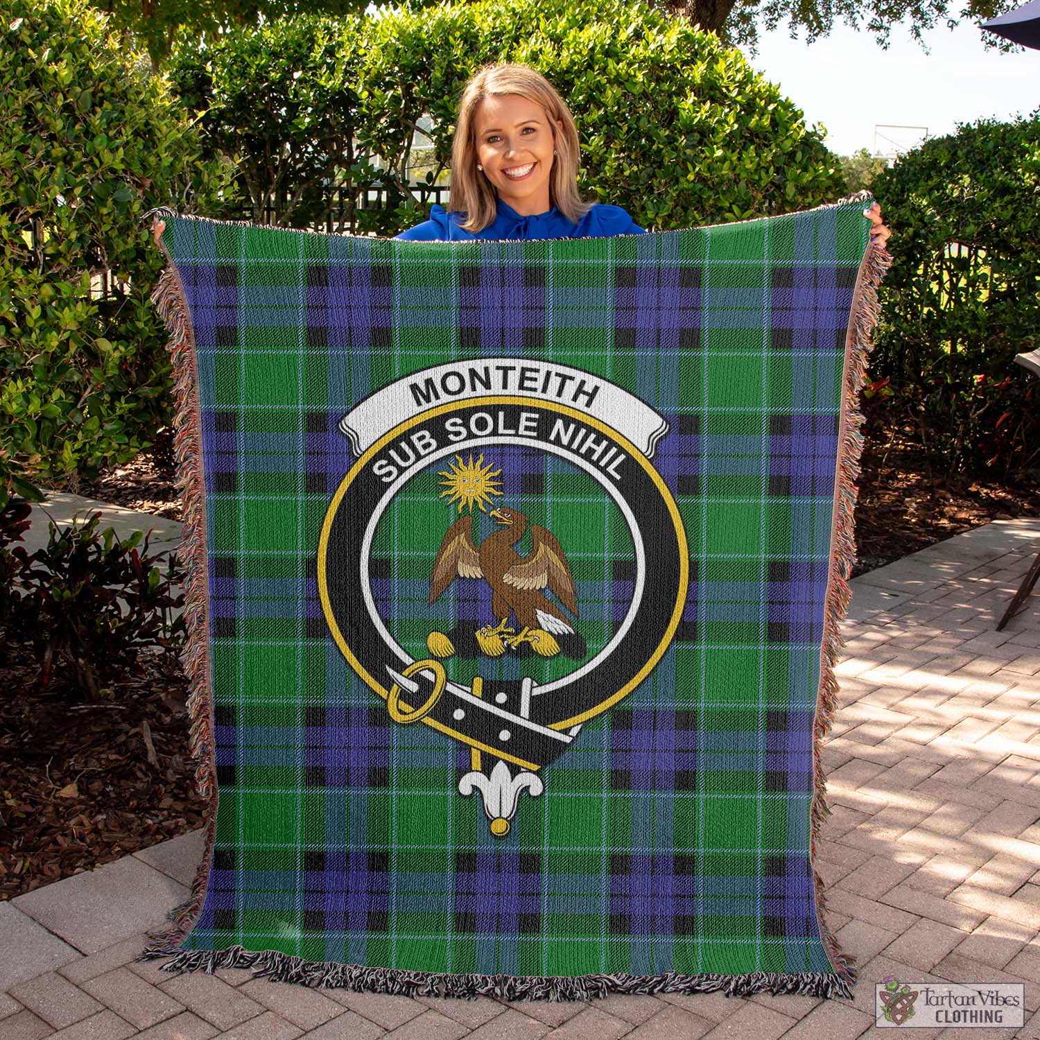 Tartan Vibes Clothing Monteith Tartan Woven Blanket with Family Crest