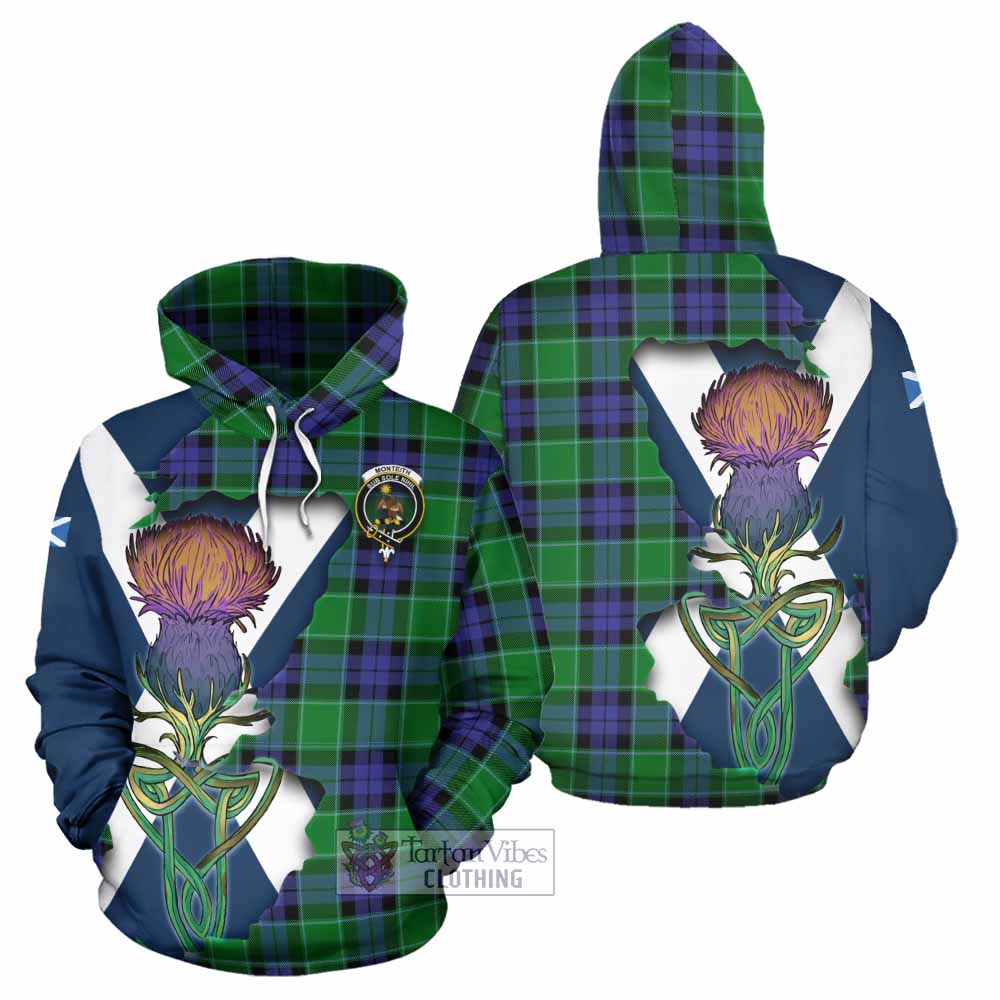 Monteith Tartan Family Crest Hoodie Scottish Thistle Celtic Inspired - Tartan Vibes Clothing
