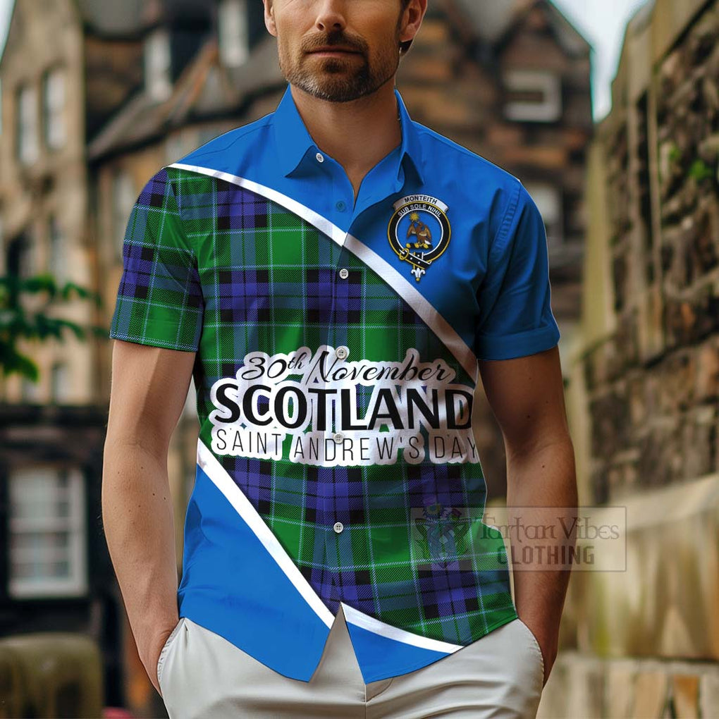 Monteith Family Crest Tartan Hawaiian Shirt Celebrate Saint Andrew's Day in Style - Tartan Vibes Clothing