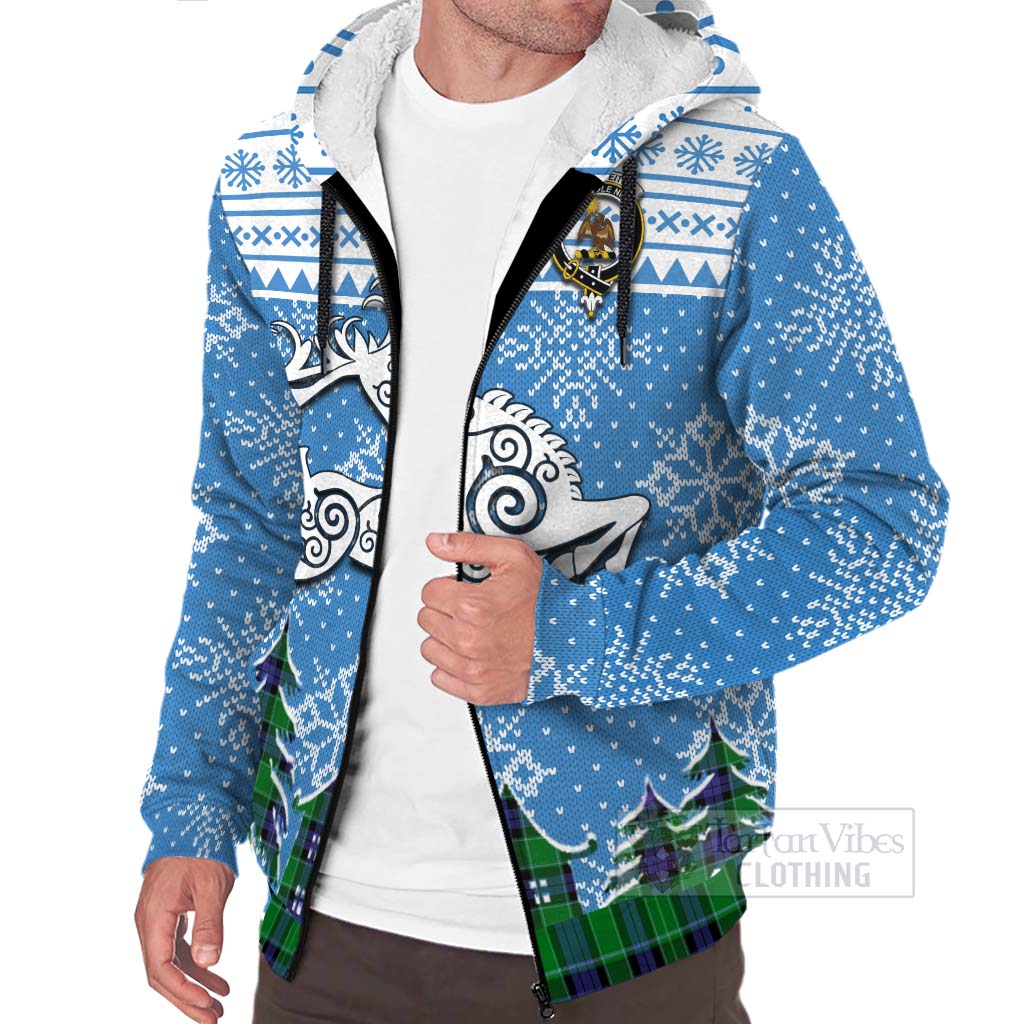 Monteith Clan Christmas Sherpa Hoodie Celtic Reindeer Style Unisex - Tartan Vibes Clothing