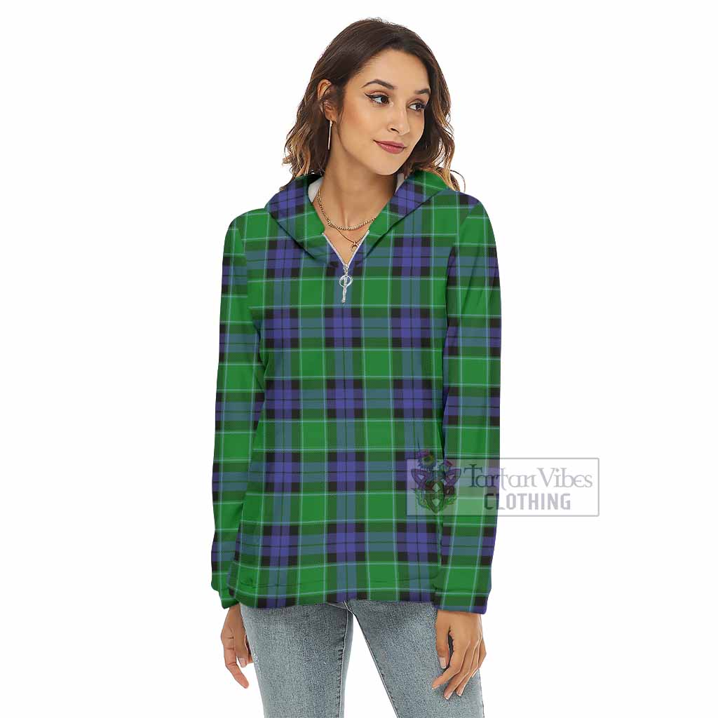 Monteith Tartan Women's Borg Fleece Hoodie with Half Zip - Tartan Vibes Clothing