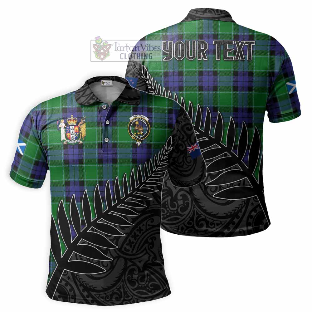 Monteith Crest Tartan Polo Shirt with New Zealand Silver Fern Half Style