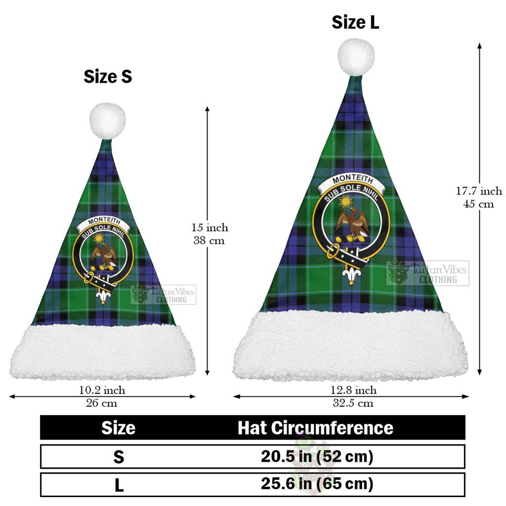 Monteith Tartan Christmas Santa Hats with Family Crest Christmas Hat L 25.6in (65cm) - Tartan Vibes Clothing