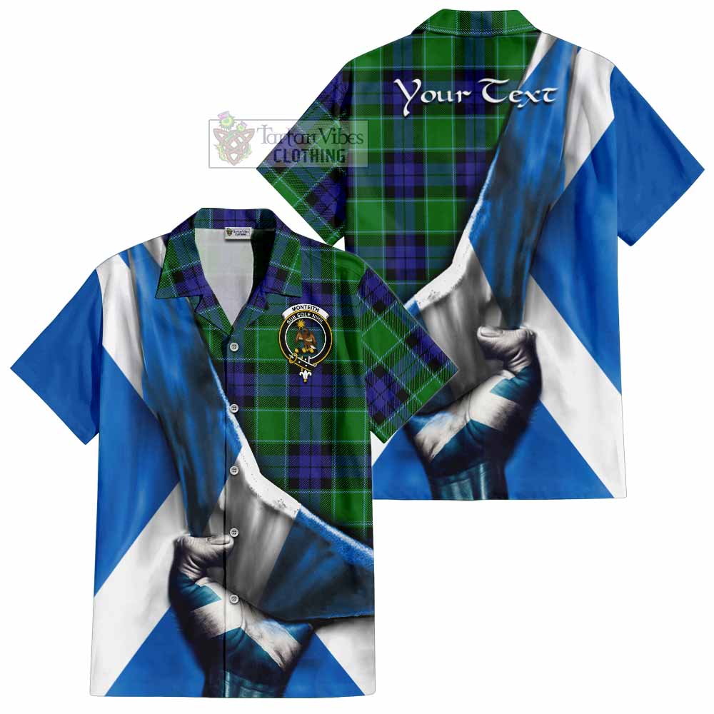 Monteith Tartan Hawaiian Shirt with Family Crest Scotland Patriotic Style - Tartan Vibes Clothing