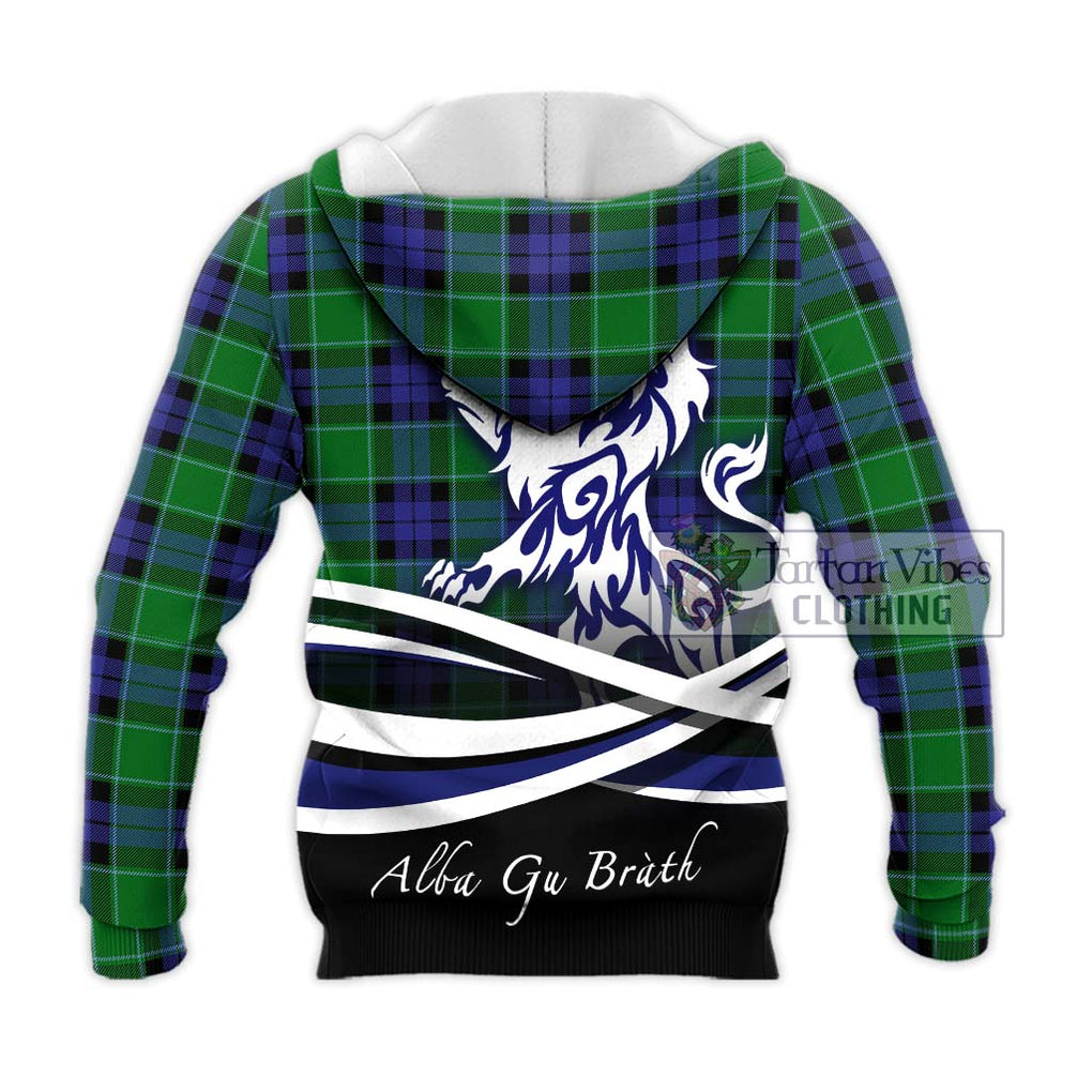 Monteith Tartan Knitted Hoodie with Alba Gu Brath Regal Lion Emblem - Tartan Vibes Clothing