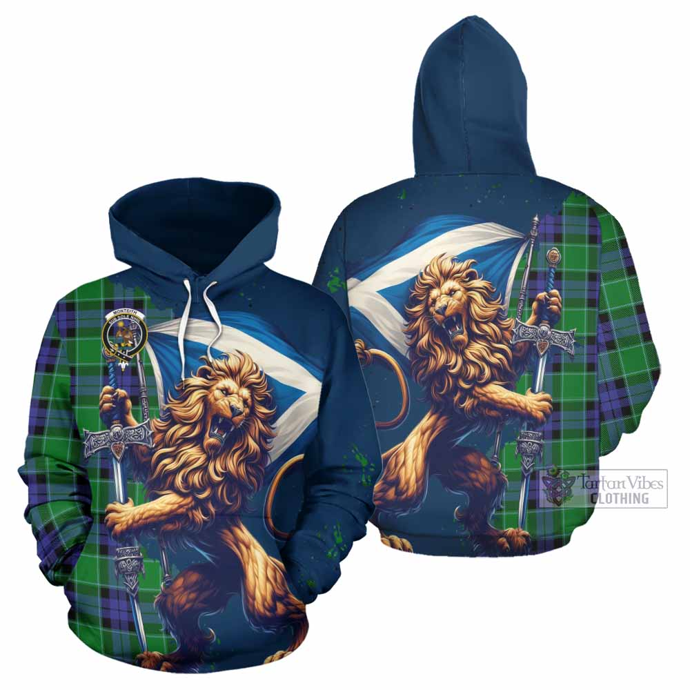 Monteith Tartan Family Crest Hoodie with Scottish Majestic Lion - Tartan Vibes Clothing