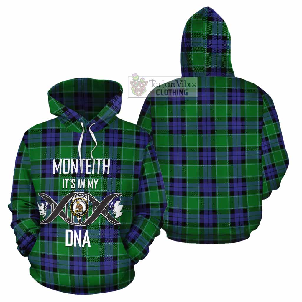 Monteith Tartan Cotton Hoodie with Family Crest DNA In Me Style Zip Hoodie - Tartan Vibes Clothing