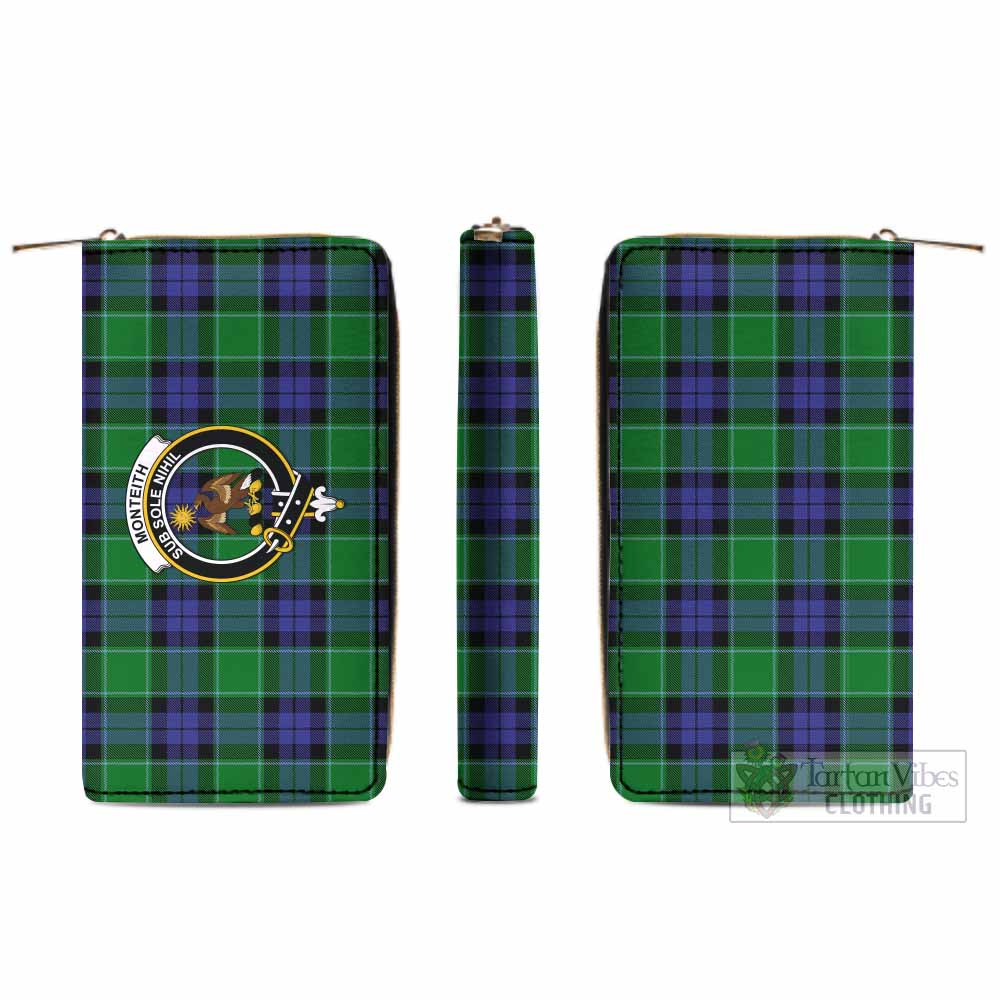 Monteith Tartan Women's Leather Wallet with Family Crest - Tartan Vibes Clothing