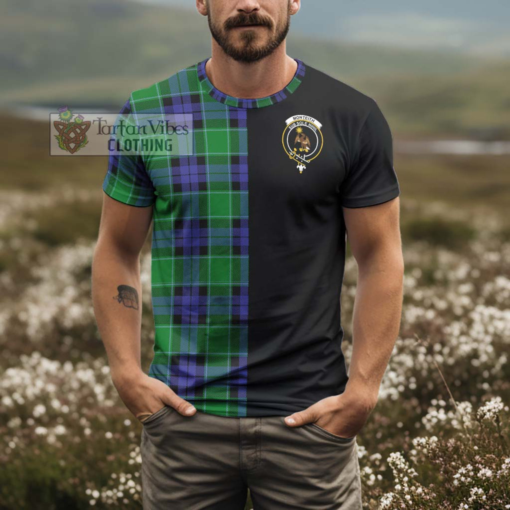 Monteith Tartan T-Shirt with Family Crest and Half Of Me Style - Tartan Vibes Clothing
