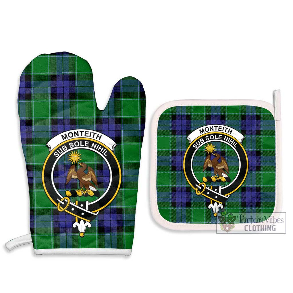 Monteith Tartan Combo Oven Mitt & Pot-Holder with Family Crest - Tartan Vibes Clothing