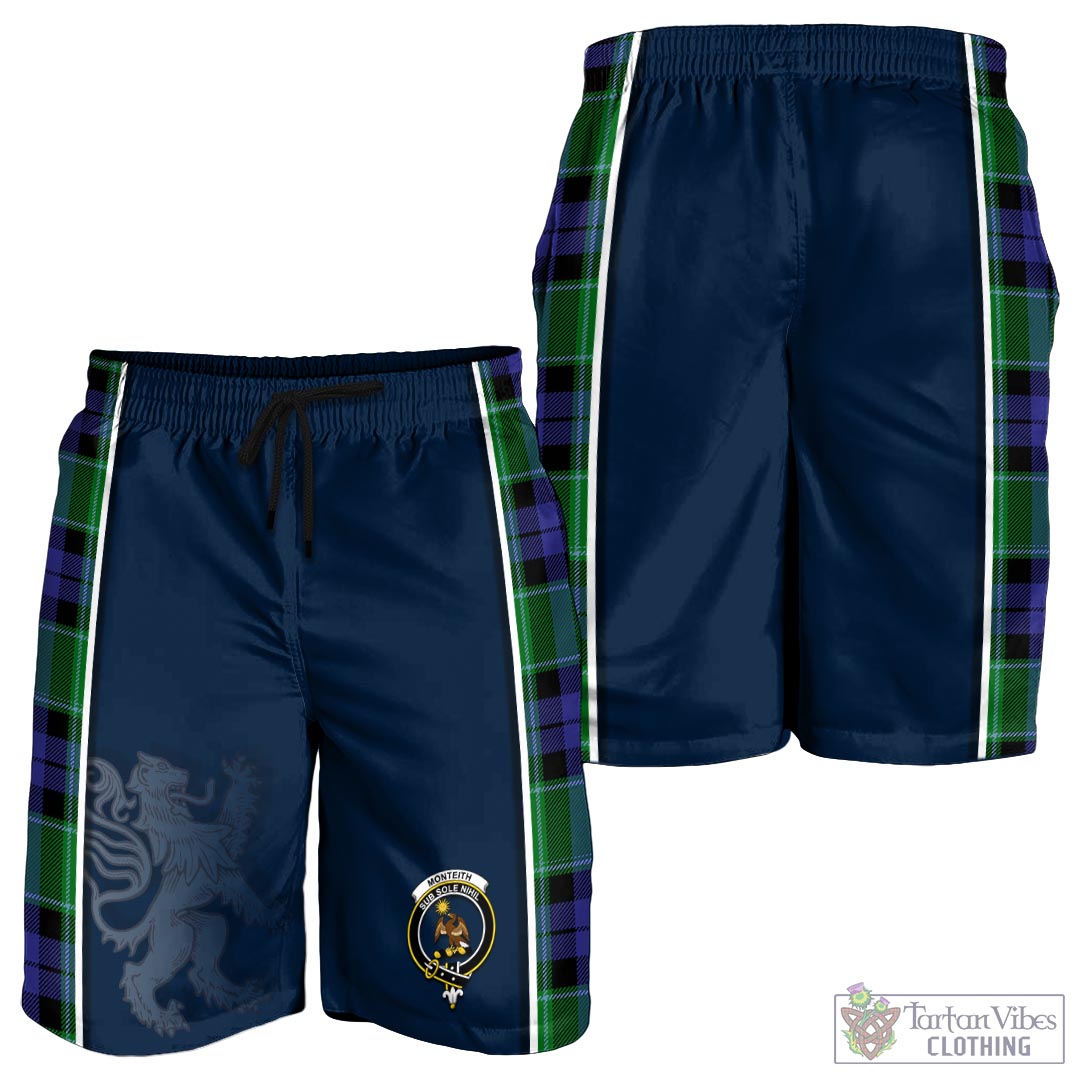 Tartan Vibes Clothing Monteith Tartan Men's Shorts with Family Crest and Lion Rampant Vibes Sport Style