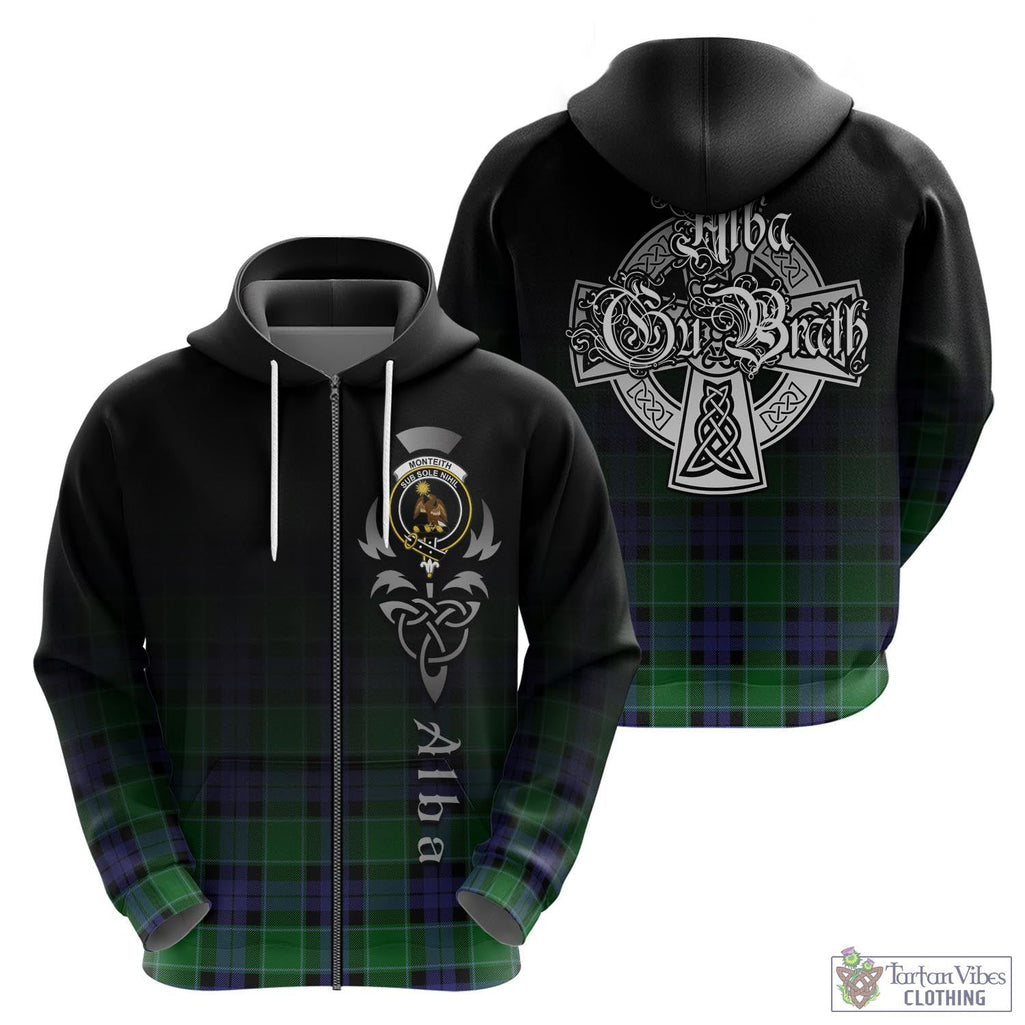 Monteith Tartan Hoodie Featuring Alba Gu Brath Family Crest Celtic Inspired - Tartan Vibes Clothing