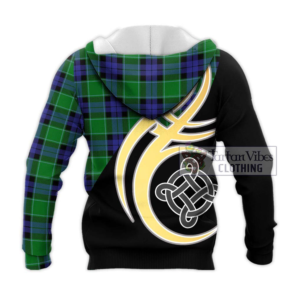 Monteith Tartan Knitted Hoodie with Family Crest and Celtic Symbol Style - Tartan Vibes Clothing