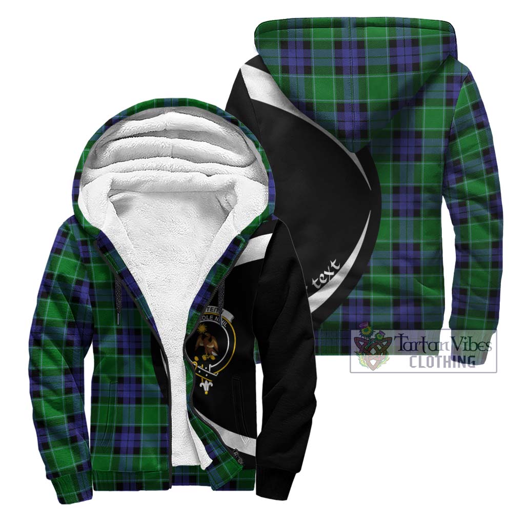 Monteith Tartan Sherpa Hoodie with Family Crest Circle Style Unisex - Tartan Vibes Clothing