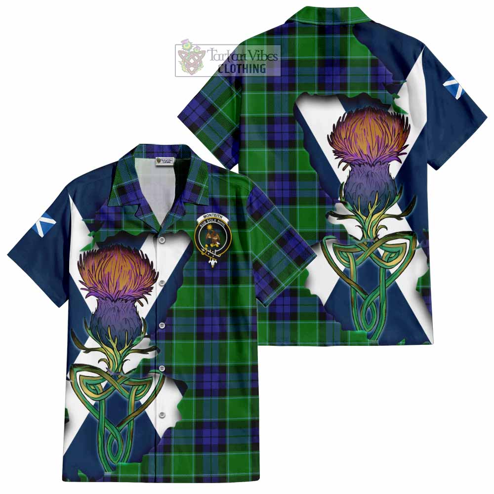 Monteith Tartan Family Crest Hawaiian Shirt Scottish Thistle Celtic Inspired - Tartan Vibes Clothing