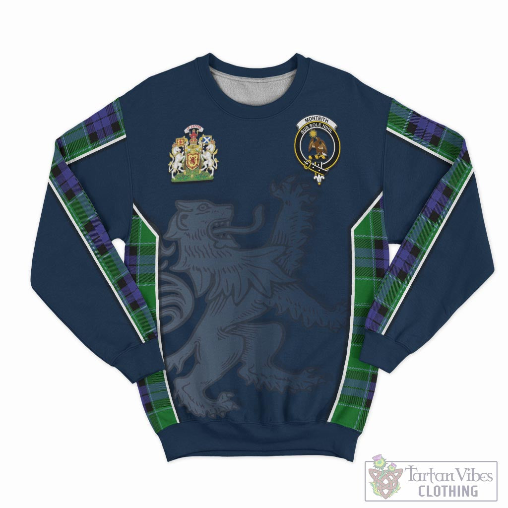 Monteith Tartan Sweater with Family Crest and Lion Rampant Vibes Sport Style - Tartan Vibes Clothing