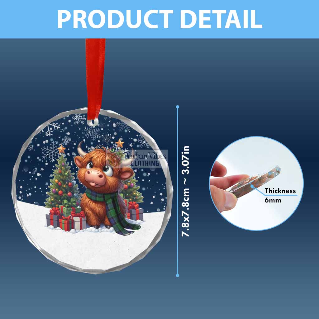Monteith Clan Christmas Glass Ornament with Adorable Highland Coo - Tartan Vibes Clothing