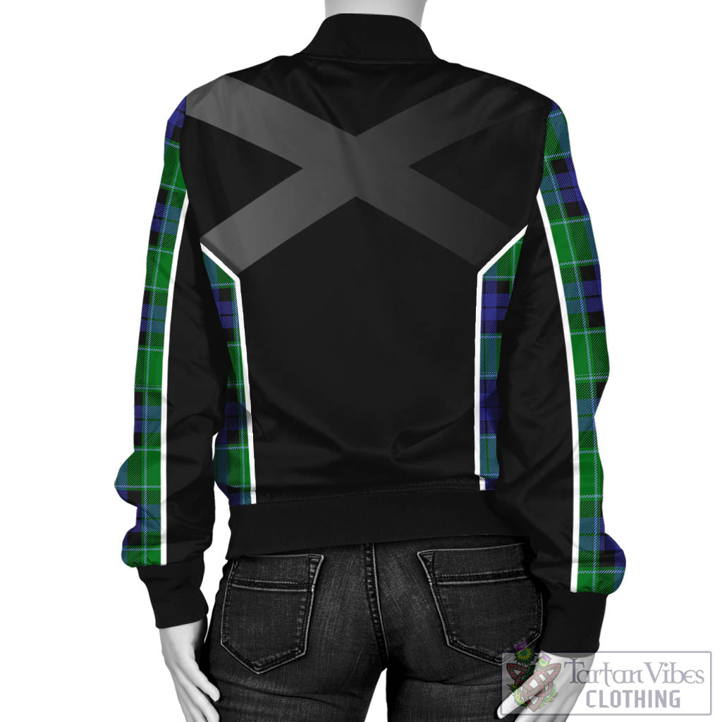 Tartan Vibes Clothing Monteith Tartan Bomber Jacket with Family Crest and Scottish Thistle Vibes Sport Style