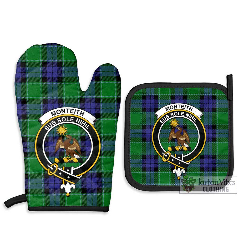 Monteith Tartan Combo Oven Mitt & Pot-Holder with Family Crest - Tartan Vibes Clothing