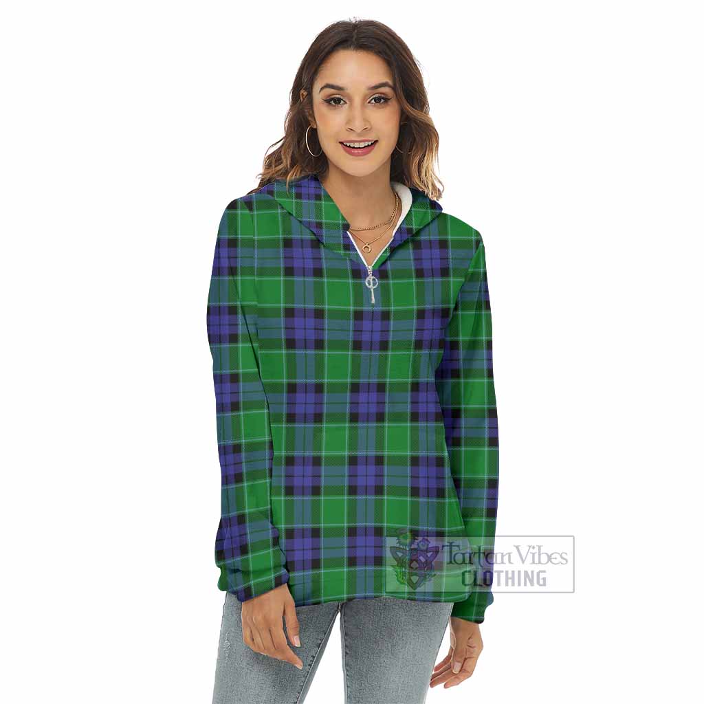 Monteith Tartan Women's Borg Fleece Hoodie with Half Zip - Tartan Vibes Clothing