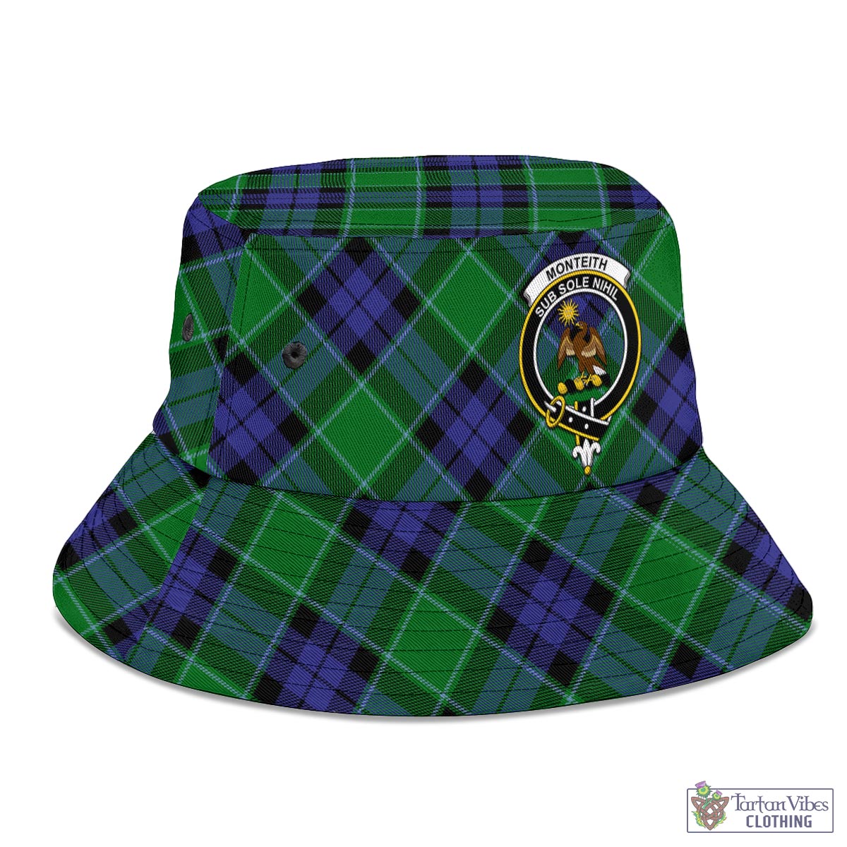 Monteith Tartan Bucket Hat with Family Crest - Tartan Vibes Clothing