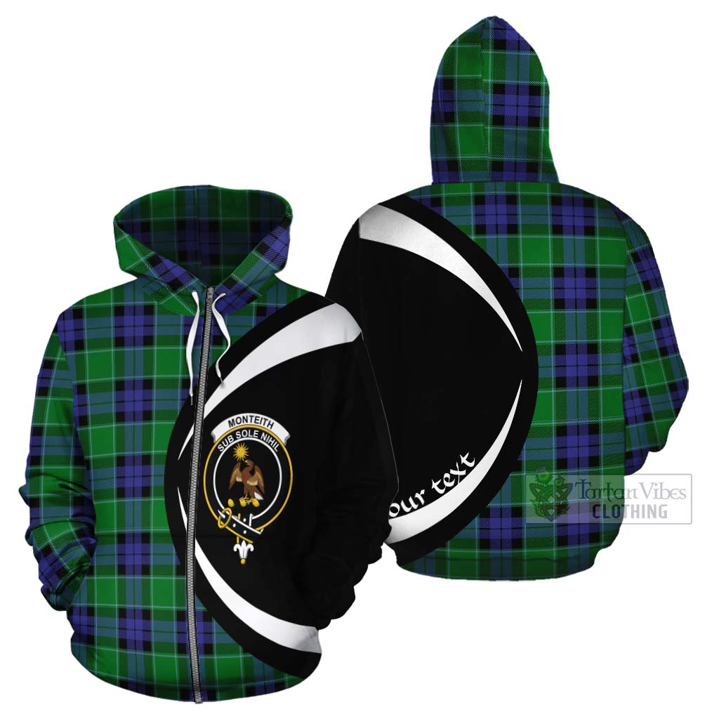 Monteith Tartan Cotton Hoodie with Family Crest Circle Style - Tartan Vibes Clothing