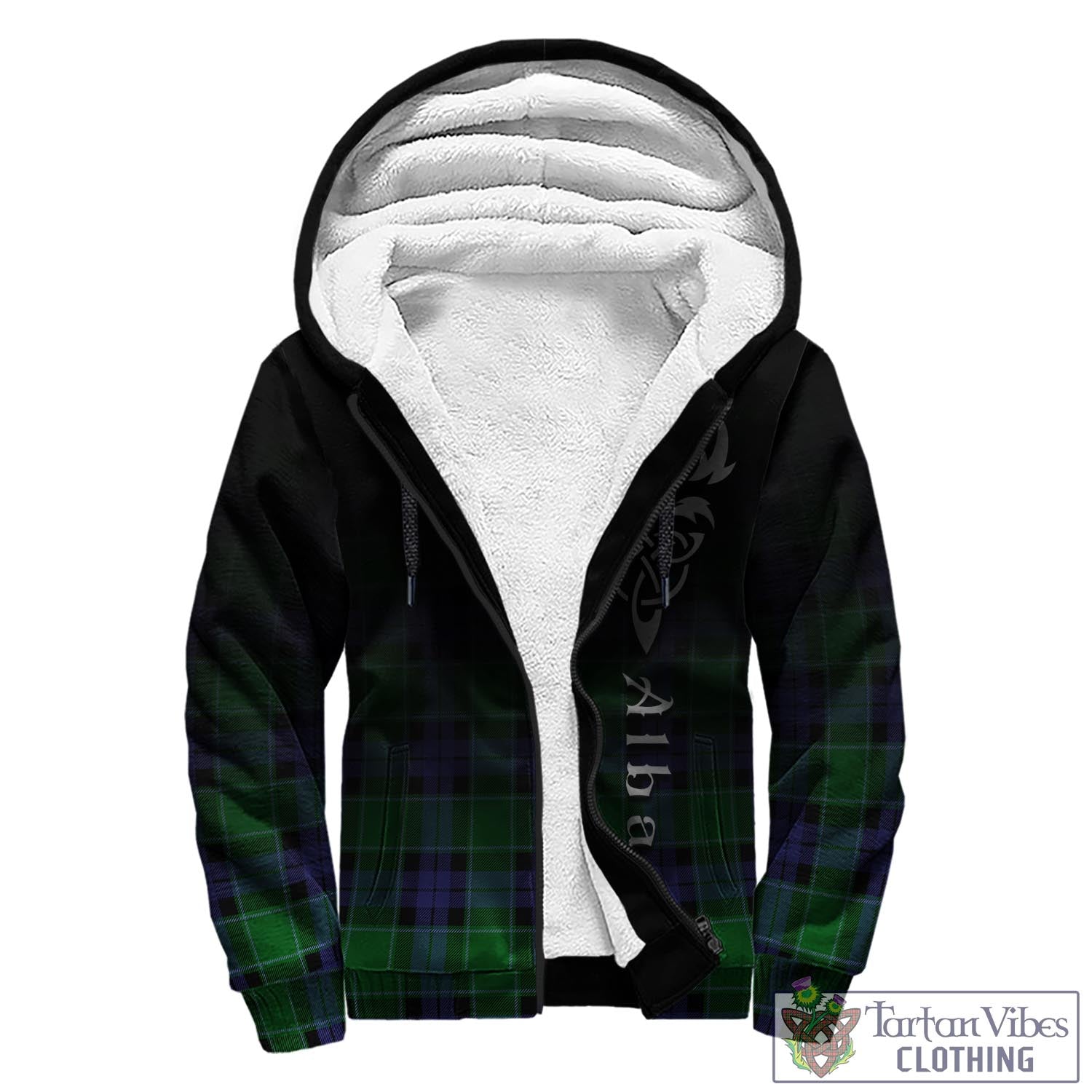 Monteith Tartan Sherpa Hoodie Featuring Alba Gu Brath Family Crest Celtic Inspired - Tartan Vibes Clothing
